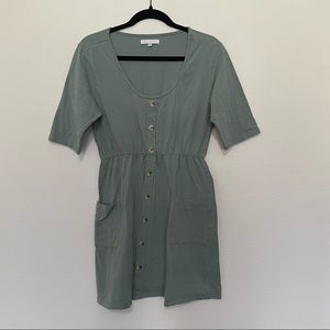 Natural by known supply light olive green faux button front mini dress sz.M